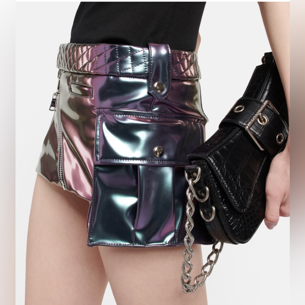 LaQuan Smith Metallic PVC MiniSkirt